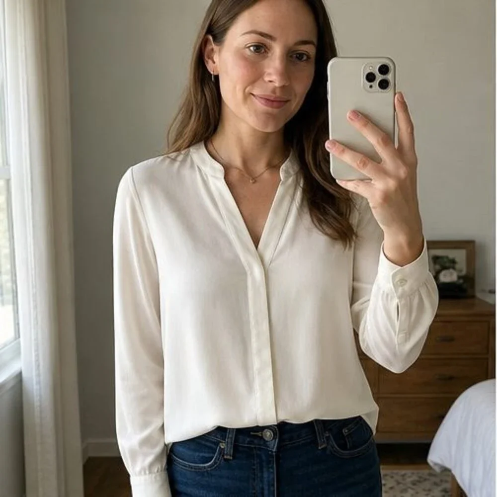 White Pleated Blouse